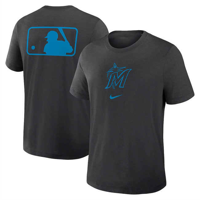 Men's Black Miami Marlins Early Work Tri-Blend Dri-FIT T-Shirt